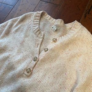 American Eagle Outfitters Cropped Henley Sweater - Pink Marble